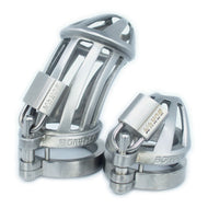 BON4MExtreme micro and extra large high quality chastity cage package in stainless steel
