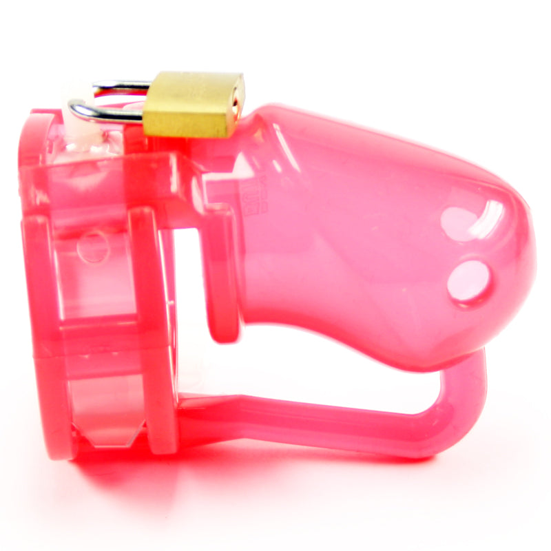 BON4 transparent red silicone chastity device